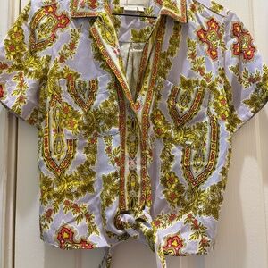 NWOT ANTHROPOLOGIE PAISLEY PRINT TIE FRONT TOP